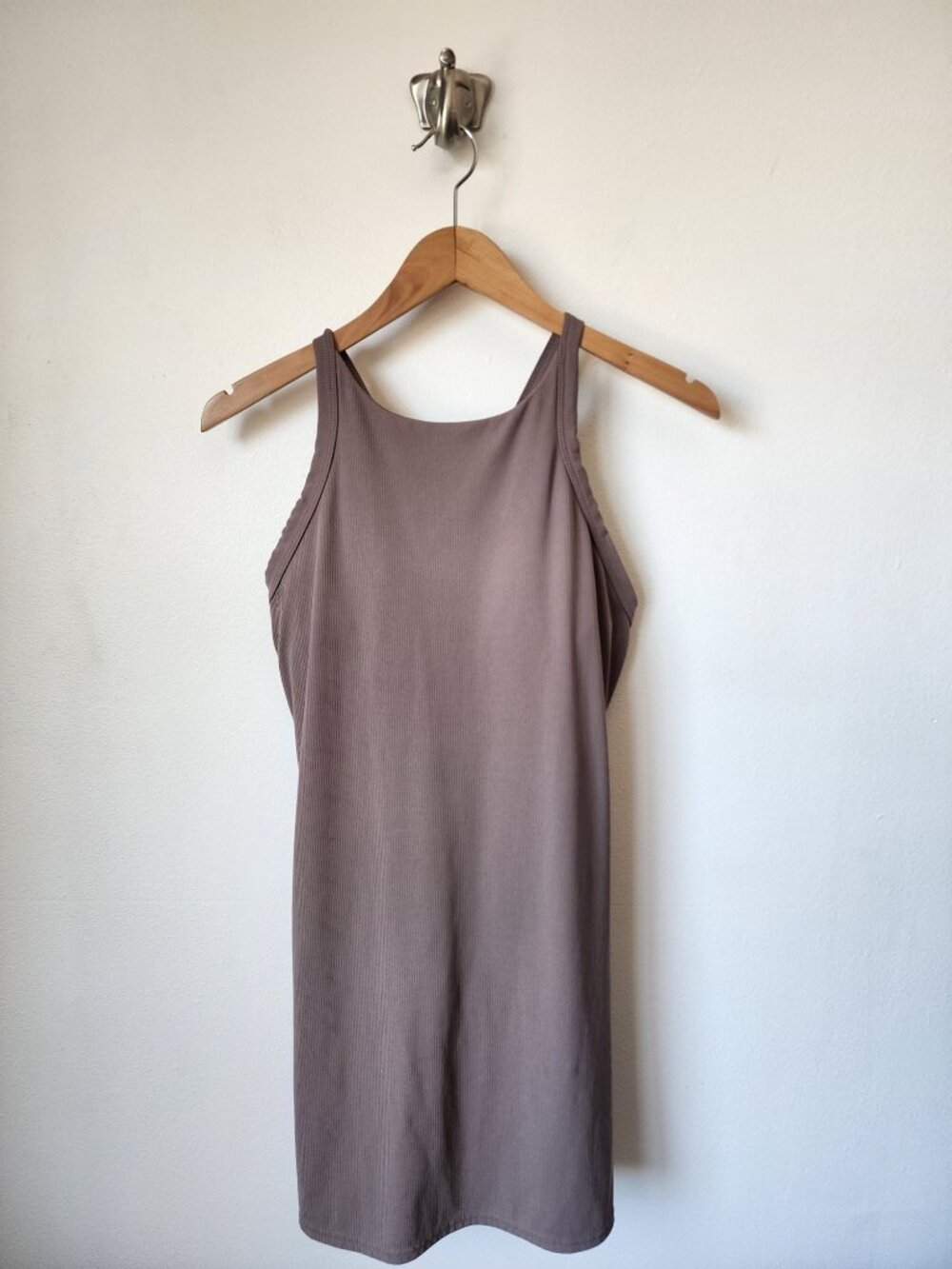 All in Motion tan rib high neck mini activewear dress S